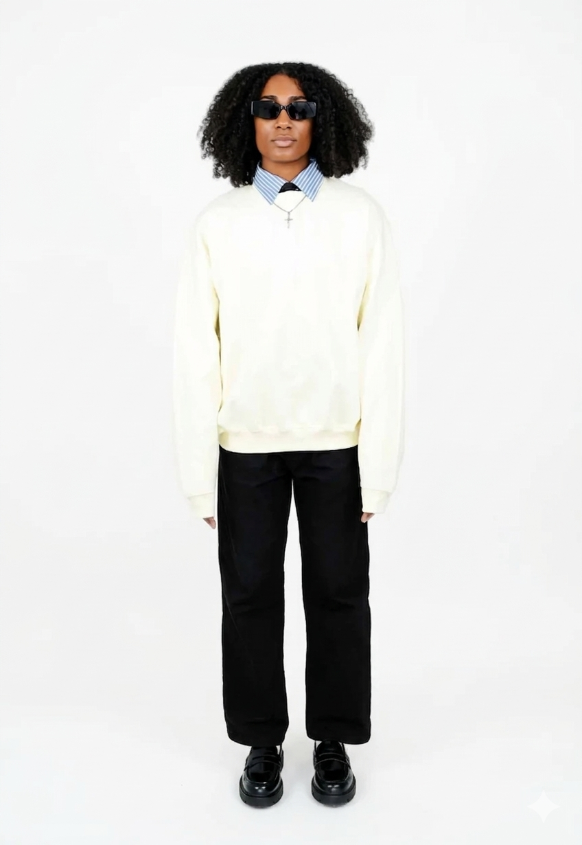 The Signature Cream Sweatshirt - Front View, NEUTRL SPACE